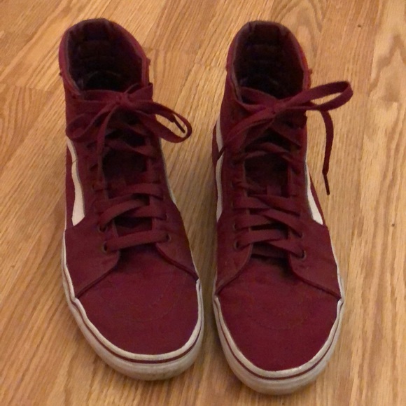 Skate Hi vans High Top Burgundy Red Vans Sneakers - Picture 2 of 4